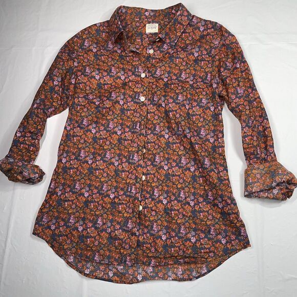 J Crew Collection button Up Cotton‎ Shirt top in Ratti prism floral XS - Picture 1 of 6